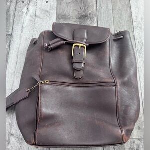 COACH Vintage Drawstring Buckle Backpack 529 Mahogany Brown Leather USA 90's VTG